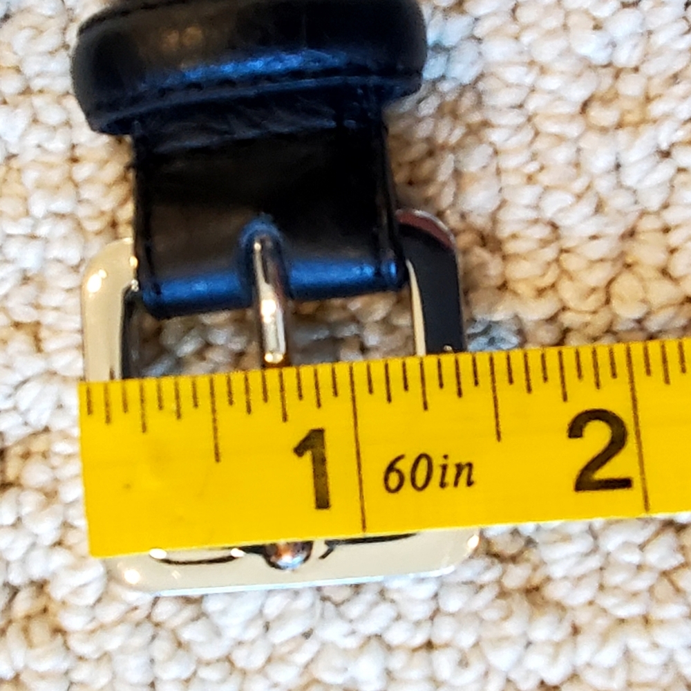 Ralph Lauren Black Leather Silver Monogram Buckle Silver Grommet Belt Lg EUC - Picture 16 of 16